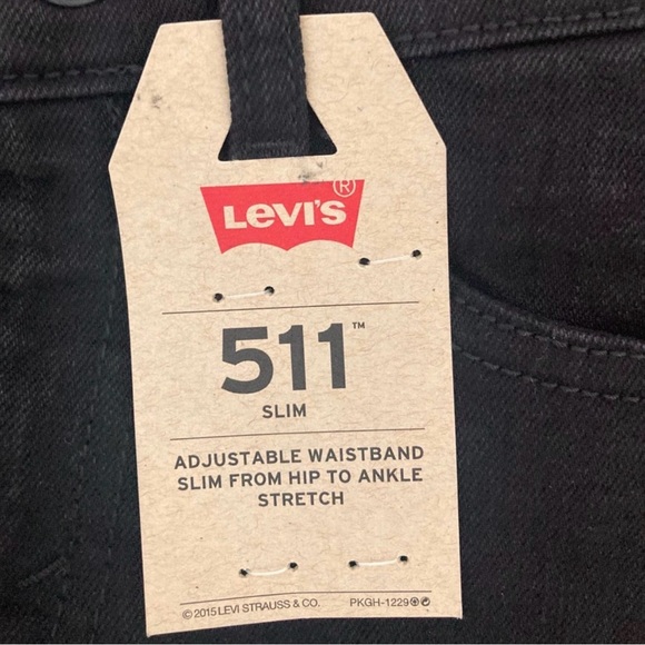 Levi’s 511 Slim Jeans Kids Size 6 Regular Black Adjustable Waist NEW - Picture 6 of 7